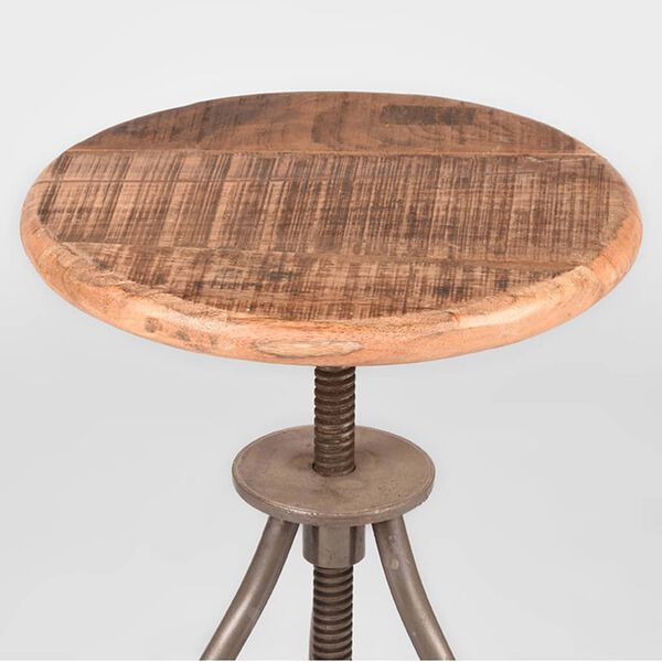 436705 LABEL51 Stołek Jaipur, 35 x 35 x 46-75 cm, drewno/palona stal