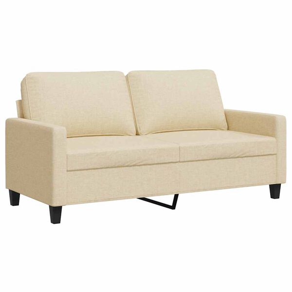 vidaXL 2-osobowa sofa, kremowa, 140 cm, tapicerowana tkaniną