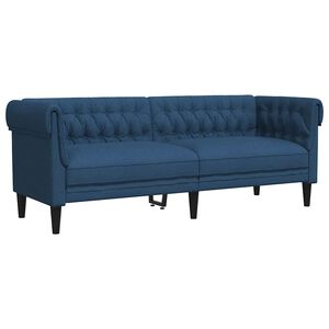 vidaXL Sofa Chesterfield, trzyosobowa, niebieska, obita tkaniną