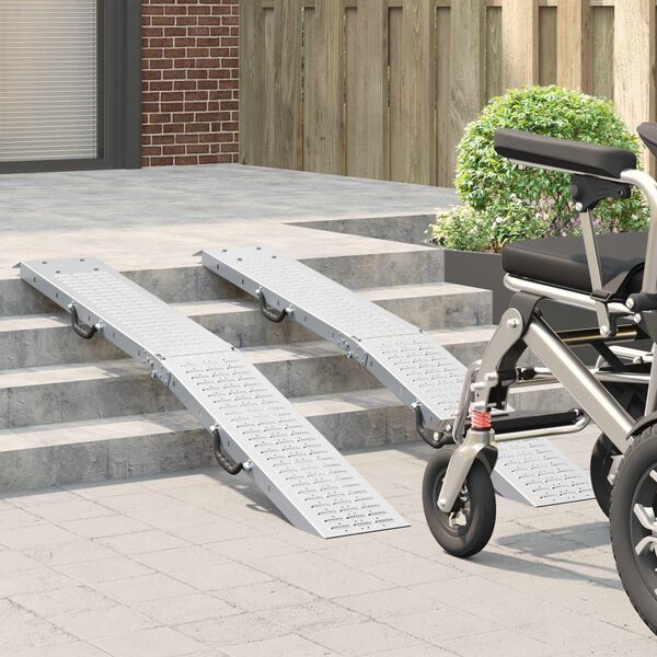 vidaXL Rampa załadunkowa 2 pcs Srebrny 166 x 22,5 x 4,5 cm