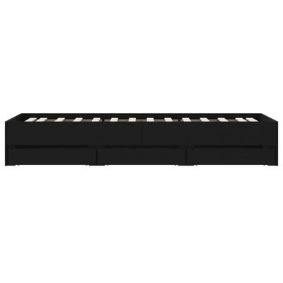 vidaXL Rama łóżka z szufladami, czarna, 75x190 cm