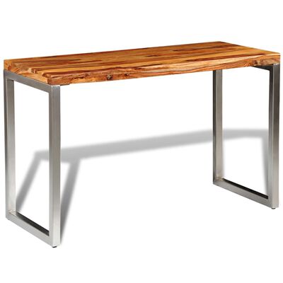 vidaXL Stół lub biurko z drewna sheesham z metalowymi nogami