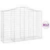 vidaXL Kosze gabionowe, 12 szt, 200x50x140/160cm, galwanizowane żelazo