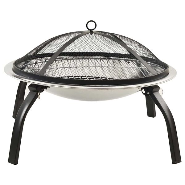 vidaXL Palenisko i grill 2-w-1, z pogrzebaczem, 56x56x49 cm, stal