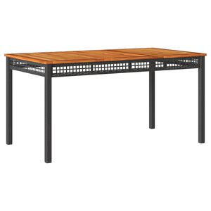 vidaXL St&oacute;ł ogrodowy, czarny, 140x80x75 cm, polirattan i akacja