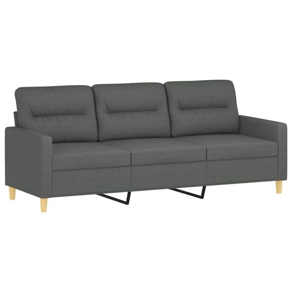 vidaXL Sofa 3-osobowa, ciemnoszara, 180 cm, tapicerowana tkaniną