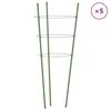 vidaXL Podp&oacute;rki dla roślin, z 3 obręczami, 5 szt, zielone, 75 cm, stal
