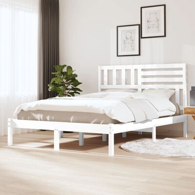 vidaXL Rama łóżka, biała, 120x190 cm, mała podwójna, drewno sosnowe