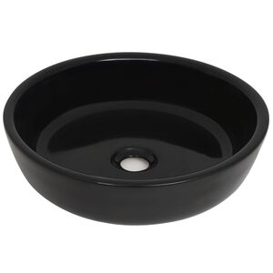 vidaXL Umywalka ceramiczna okrągła czarna 42x12 cm