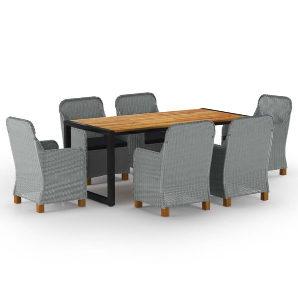 vidaXL 7-częściowy zestaw mebli ogrodowych, jasnoszary