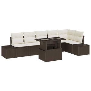 vidaXL Zestaw Sof na Ogr&oacute;d z poduszką 7 pcs Brązowy i kremowy