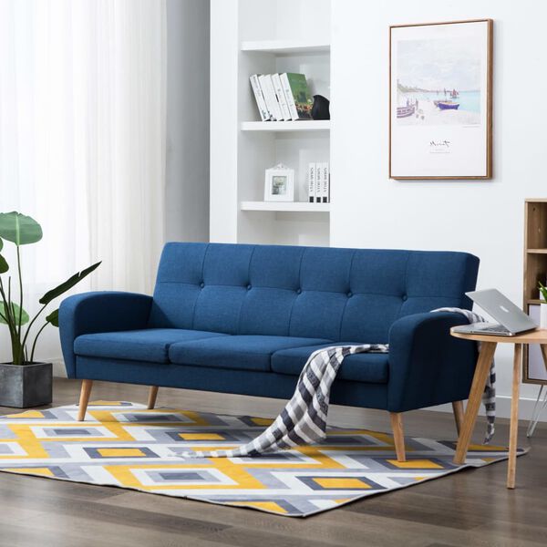 vidaXL 3-osobowa sofa tapicerowana, niebieska