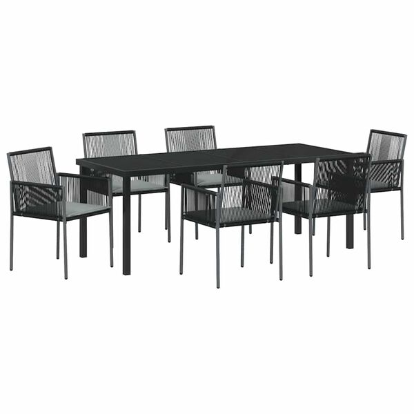 vidaXL Zestaw do jadalni w ogrodzie 7 pcs Czarny Rattan PE