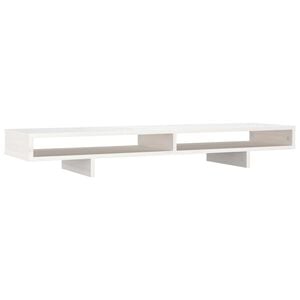 vidaXL Podstawka na monitor, biała, 100x27x14 cm, lite drewno sosnowe