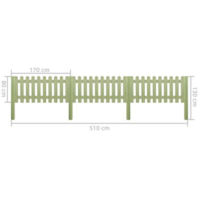 vidaXL Panel ogrodzeniowy, impregnowana sosna, 5,1 m, 130 cm 6/9 cm
