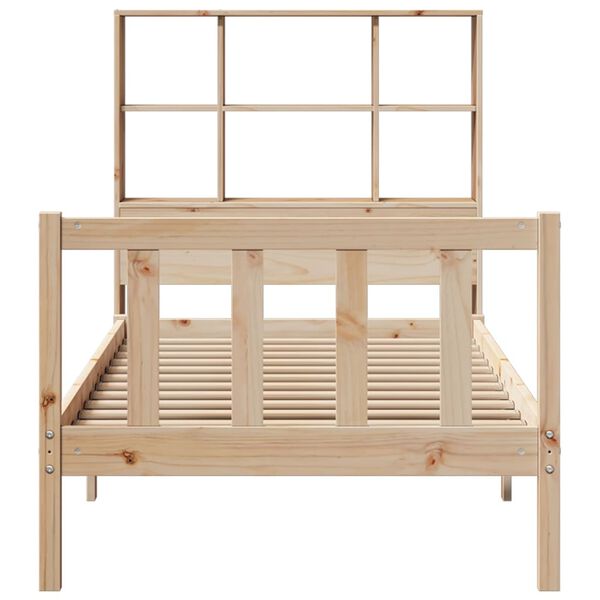 vidaXL Ł&oacute;żko z regałem, bez materaca, 90x200 cm, sosnowe