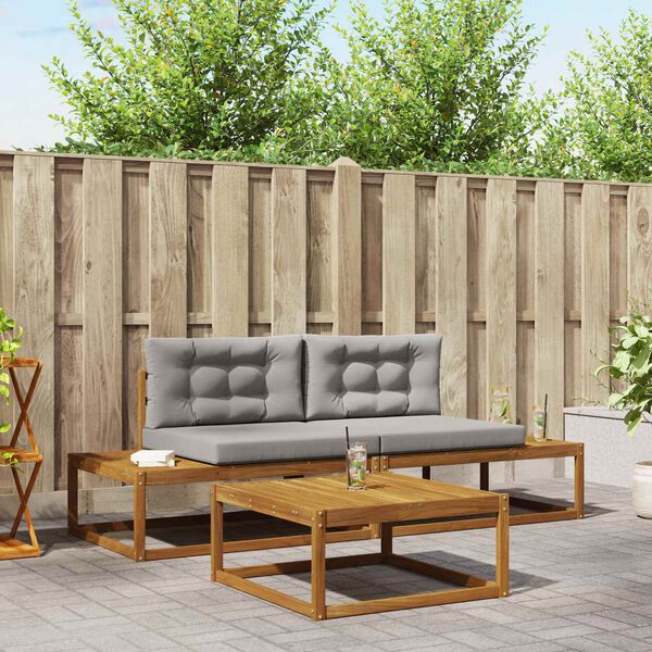 vidaXL Zestaw sof na zewnątrz 3 Sztuka Naturalny i Jasny Szary