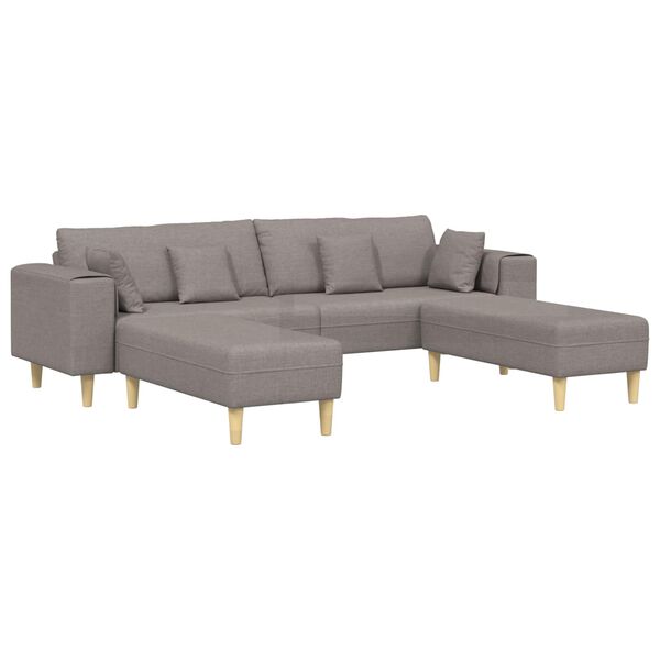 vidaXL Sofa z poduszką 3 pcs Ciemnoszary tkanina