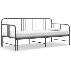 vidaXL Sofa z wysuwaną ramą ł&oacute;żka, szara, metalowa, 90x200 cm