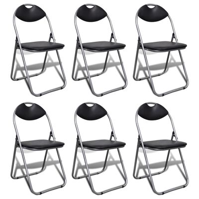vidaXL Składane krzesła stołowe, 6 szt., czarne, sztuczna skóra i stal