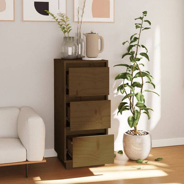 vidaXL Szafka, miodowy brąz, 32x34x75 cm, lite drewno sosnowe