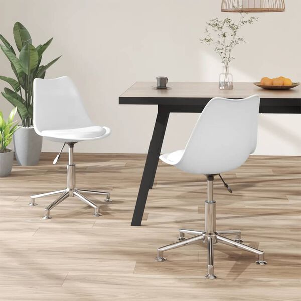 vidaXL Obrotowe krzesła stołowe, 2 szt., białe, sztuczna sk&oacute;ra