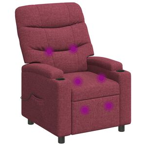 vidaXL Rozkładany fotel masujący Czerwone wino 75 x 93 x 102 cm