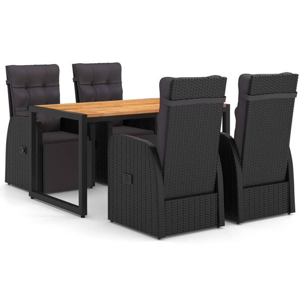vidaXL 5-częściowy zestaw mebli ogrodowych, czarny