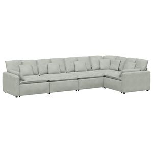vidaXL Sofa modułowa z poduszkami aksamitna jasnoszara