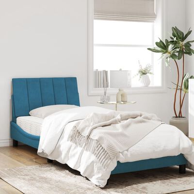 vidaXL Rama łóżka z zagłówkiem, niebieska, 80x200 cm, aksamitna