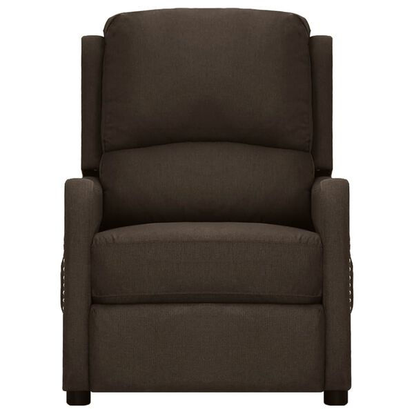 vidaXL Podnoszony fotel masujący, ciemnobrązowy, obity tkaniną