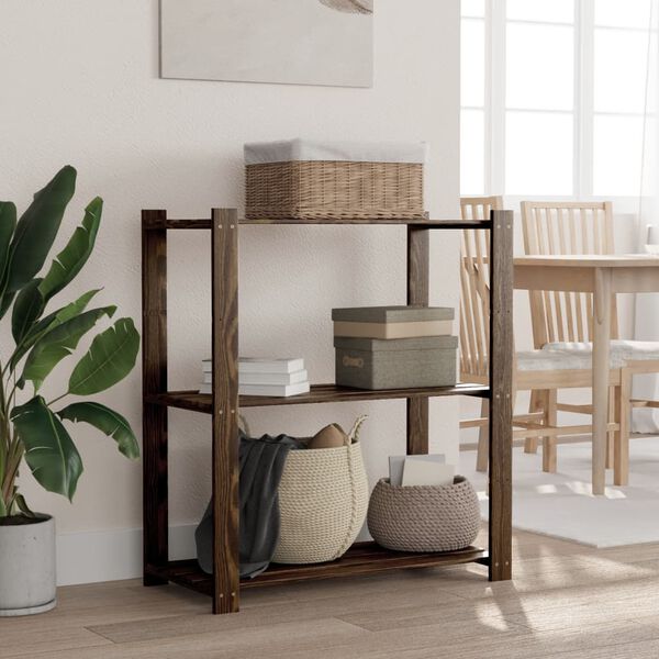 vidaXL Regał z 3 półkami, czarny, 80x38x90 cm, lite drewno sosnowe