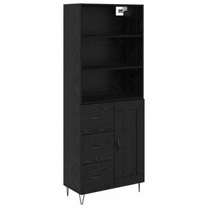 vidaXL Highboard z szufladą 2 pcs Czarny Dąb Materiał drewnopochodny