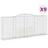 vidaXL Kosze gabionowe, 9 szt, 400x50x160/180 cm, galwanizowane żelazo