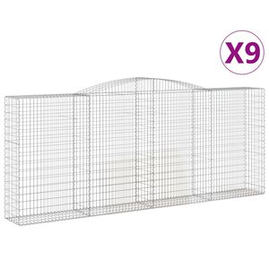 vidaXL Kosze gabionowe, 9 szt, 400x50x160/180 cm, galwanizowane żelazo