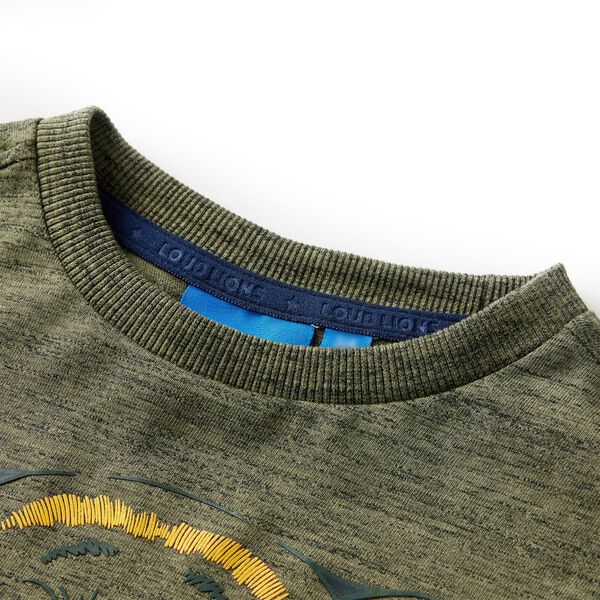 Koszulka dziecięca z długimi rękawami, khaki melanż, 104