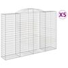 vidaXL Kosze gabionowe, 5 szt, 300x50x200/220 cm, galwanizowane żelazo