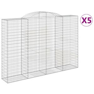 vidaXL Kosze gabionowe, 5 szt, 300x50x200/220 cm, galwanizowane żelazo