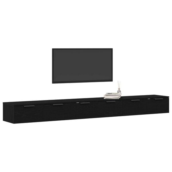 vidaXL Szafka wisząca z szufladą 2 pcs Czarny Dąb 102 x 30 x 20 cm