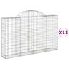 vidaXL Kosze gabionowe, 13 szt, 200x30x120/140cm, galwanizowane żelazo
