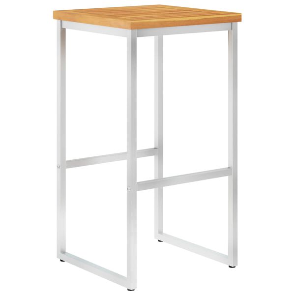 vidaXL Stołki barowe, 2 szt., lite drewno akacjowe i stal nierdzewna