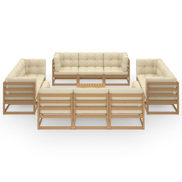 vidaXL 13-cz. zestaw wypoczynkowy do ogrodu, z poduszkami, lita sosna