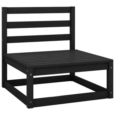vidaXL 3-osobowa sofa ogrodowa, czarna, lite drewno sosnowe