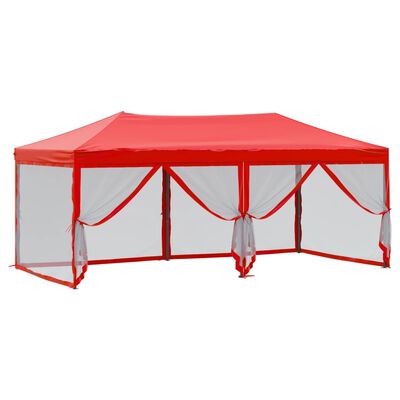 vidaXL Składany namiot imprezowy ze ściankami, czerwony, 3x6 m