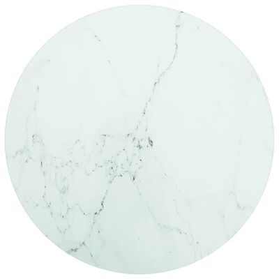 vidaXL Blat do stołu, biały, Ø40x0,8 cm, szkło ze wzorem marmuru