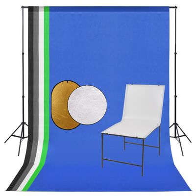 vidaXL Zestaw studyjny ze stolikiem fotograficznym, tłami i blendami