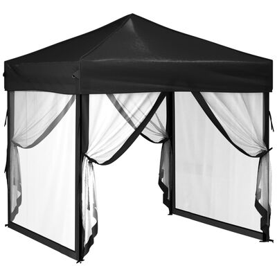 vidaXL Składany namiot imprezowy ze ściankami, czarny, 2x2 m
