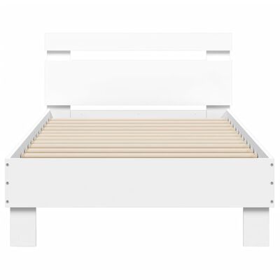 vidaXL Rama łóżka z wezgłowiem i LED, biała, 75x190 cm