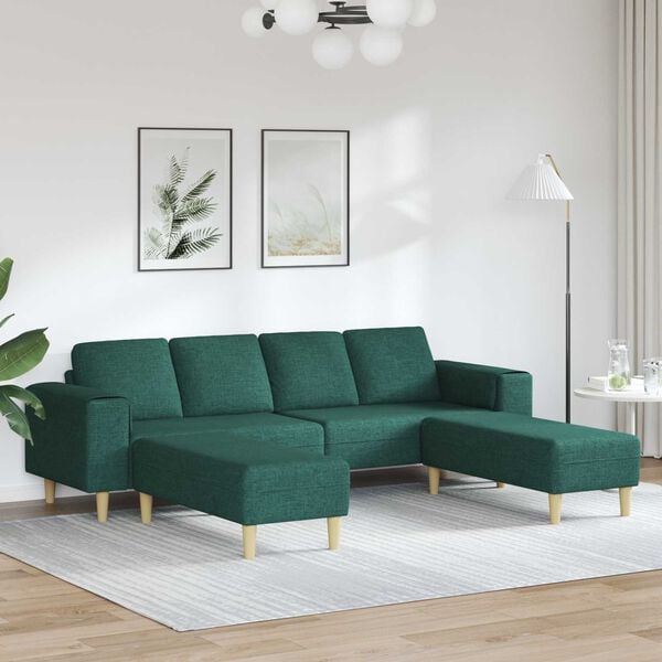 vidaXL Sofa do salonu 3 pcs Ciemna zieleń Poliester
