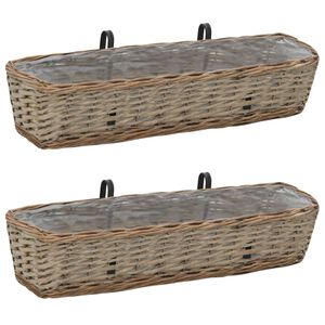 vidaXL Donice balkonowe, 2 szt., wiklina z wyści&oacute;łką z PE, 80 cm